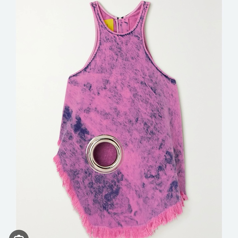 MARQUES' ALMEIDA Embellished Tie-dyed Denim Tank In Pink